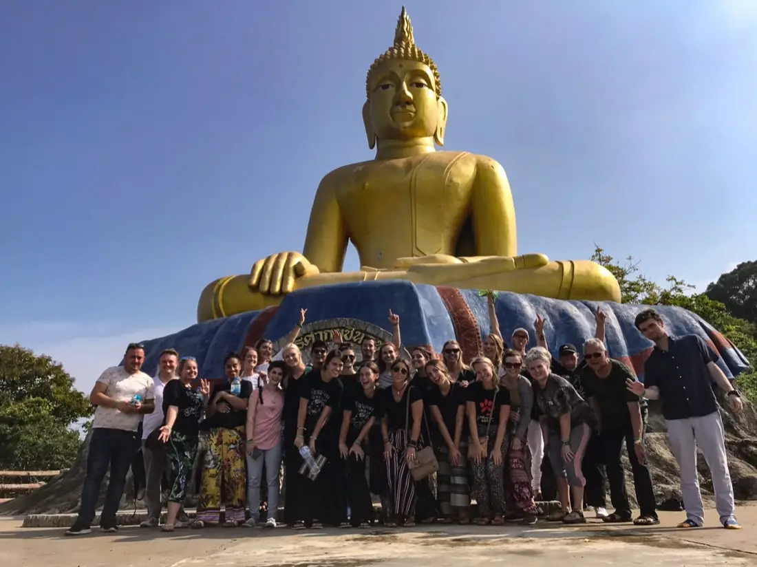 Volunteers at a temple in Thailand
