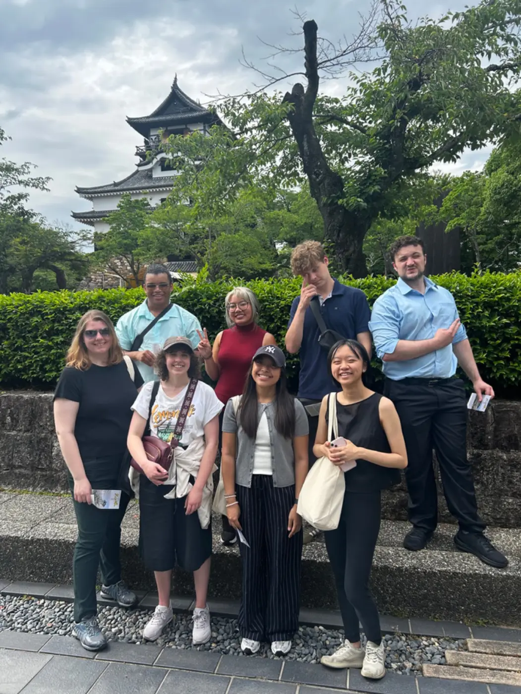 The group at a temple in Japan