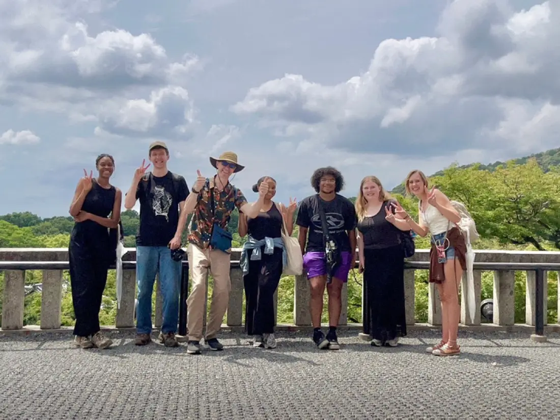 The group together in Japan