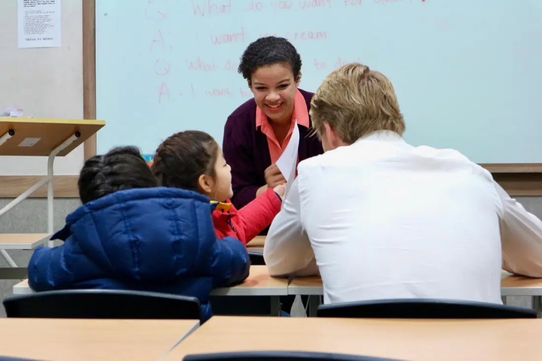 Volunteer teaching in a Korean classroom